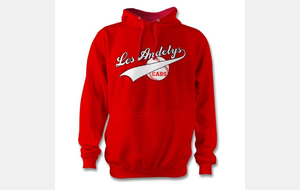 Sweat adulte capuche rouge logo blanc sur poitrine